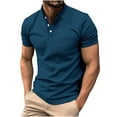 thumbnail image 1 of XuJwPNcy Mens Short Sleeve Shirts Basic Collared Quarter Button Tops Summer Casual Solid Workout Tees with Pocket, 1 of 6