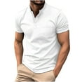 thumbnail image 1 of XuJwPNcy Mens Short Sleeve Shirts Basic Collared Quarter Button Tops Summer Casual Solid Workout Tees with Pocket, 1 of 6