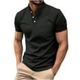 thumbnail image 1 of XuJwPNcy Mens Short Sleeve Shirts Basic Collared Quarter Button Tops Summer Casual Solid Workout Tees with Pocket, 1 of 6