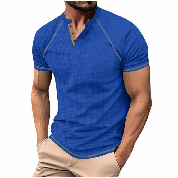 Yuzhih Mens Short Sleeve Shirts Summer Button up Casual T-Shirts Big and Talls Basic Solid Color Tops