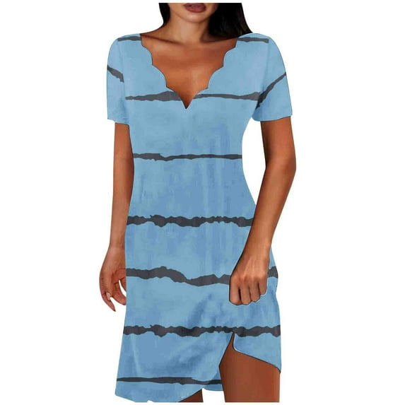 XuJwPNcy Mini Dress for Women V Neck Short Sleeve Short Tunic Dresses Going out Party Shirt Dresses