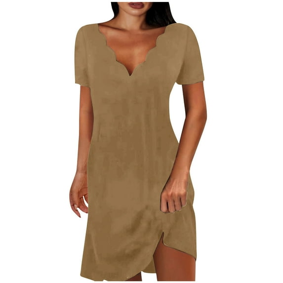 cfhntfmh Mini Dress for Women V Neck Short Sleeve Short Tunic Dresses Going out Party Shirt Dresses