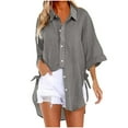 thumbnail image 1 of XuJwPNcy Oversized Button down Shirts for Women Fall Cotton Linen Tops 3/4 Sleeve Loose Flowy T Shirts, 1 of 6