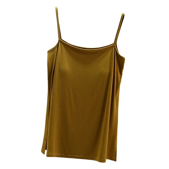 XuJwPNcy Pajama Camisole Tops with Built in Bras Scoop Neck Side Slit Sleep Shirts Basic Lounge Tops