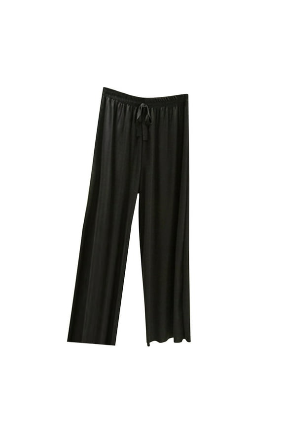 Pajama Satin Pants for Women Summer Loose Elastic Waist Wide Leg Silk Pants Soft Comfy Pj Bottom