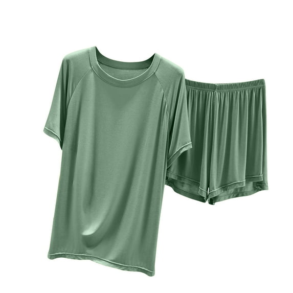 XuJwPNcy Pajamas for Women Sets Short Sleeve Crew Neck Shirts with Shorts Soft Pjs Outfits Loungewear