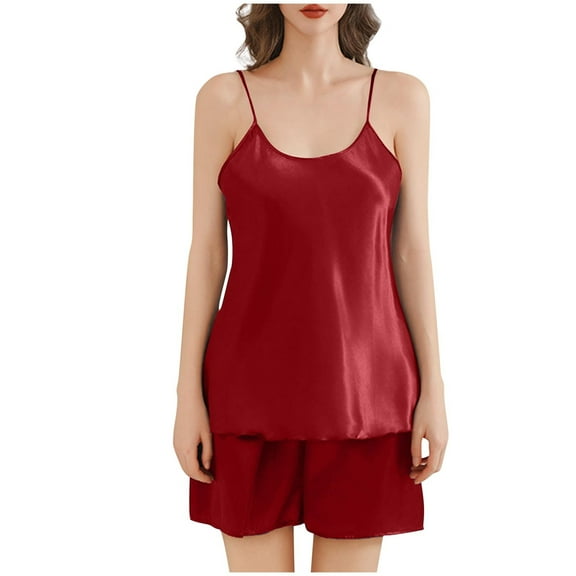 XuJwPNcy Pajama Set for Women Sleeveless Camisole Top and Shorts with Soft Comfy Sleepwear Matching Sets