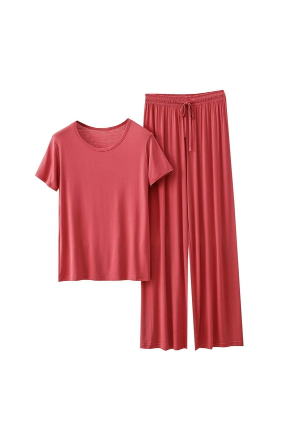Pajama Sets for Women 2 Piece Lounge Set Short Sleeve Tops with Long Pants Soft Comfy Pjs Sleepwear Outfits