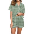 thumbnail image 1 of XuJwPNcy Pajama Sets for Women Collared V Neck Button down Shirts and Shorts Pjs Outfits Matching Sets Clothing, 1 of 4
