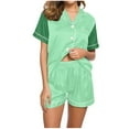 thumbnail image 1 of XuJwPNcy Pajama Sets for Women Collared V Neck Button down Shirts and Shorts Pjs Outfits Matching Sets Clothing, 1 of 5
