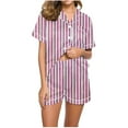 thumbnail image 1 of XuJwPNcy Pajama Sets for Women Collared V Neck Button down Shirts and Shorts Pjs Outfits Matching Sets Clothing, 1 of 4