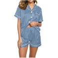 thumbnail image 1 of XuJwPNcy Pajama Sets for Women Collared V Neck Button down Shirts and Shorts Pjs Outfits Matching Sets Clothing, 1 of 4