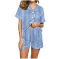 thumbnail image 1 of XuJwPNcy Pajama Sets for Women Collared V Neck Button down Shirts and Shorts Pjs Outfits Matching Sets Clothing, 1 of 5
