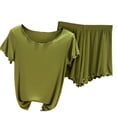 thumbnail image 1 of XuJwPNcy Pajama Sets for Women Round Neck Short Sleeve Soft Comfy Tops with Stretchy Shorts Pjs Loungewear Outfits, 1 of 3