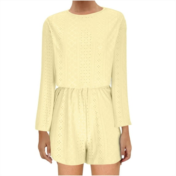 XuJwPNcy Pajamas Set for Women Long Sleeve Pullover Shirt and Wide Leg Shorts Matching 2 Piece Outfits Loungewear