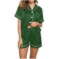 thumbnail image 1 of XuJwPNcy Pajamas Set for Women Short Sleeve Sleepwear Lapel V Neck Button down Loungewear 2 Piece Pjs Shorts Sets, 1 of 4