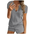 thumbnail image 1 of XuJwPNcy Pajamas Sets for Women V Neck Sleeveless Tank Top and Drawstring Short Pants Lounge Knit Outfits Sleepwear, 1 of 2
