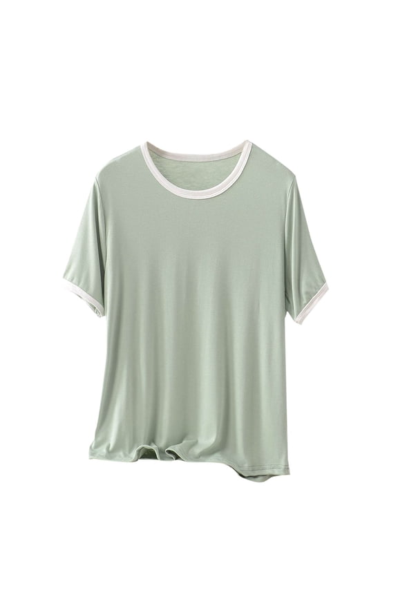 Pajamas Top for Women Sleep T-Shirt Crew Neck Short Sleeve Sleepwear Soft Pjs Tshirts Loose Comfy Lounge Shirt