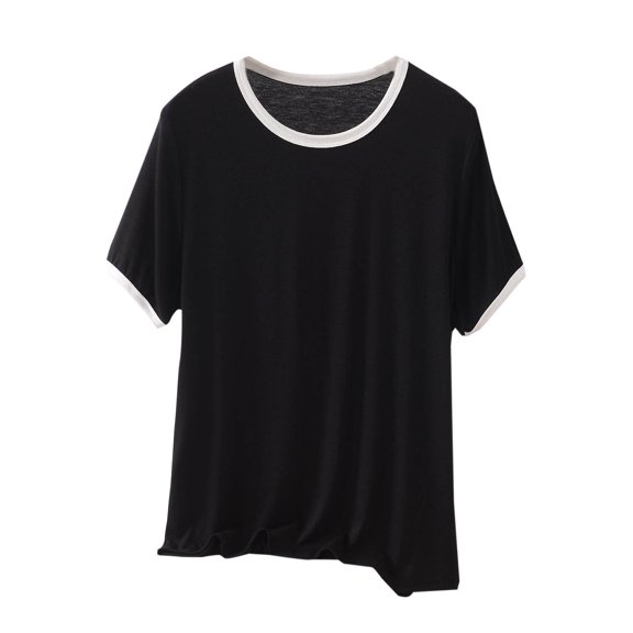 XuJwPNcy Pajamas Top for Women Sleep T-Shirt Crew Neck Short Sleeve Sleepwear Soft Pjs Tshirts Loose Comfy Lounge Shirt