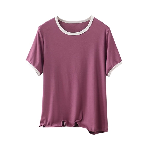 XuJwPNcy Pajamas Top for Women Sleep T-Shirt Crew Neck Short Sleeve Sleepwear Soft Pjs Tshirts Loose Comfy Lounge Shirt