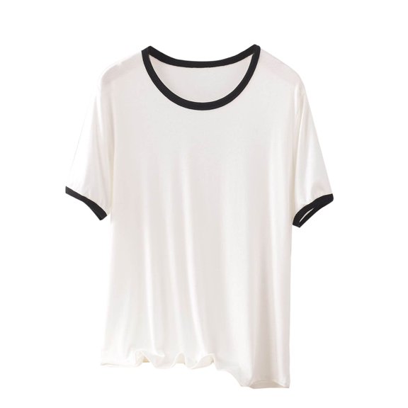 XuJwPNcy Pajamas Top for Women Sleep T-Shirt Crew Neck Short Sleeve Sleepwear Soft Pjs Tshirts Loose Comfy Lounge Shirt