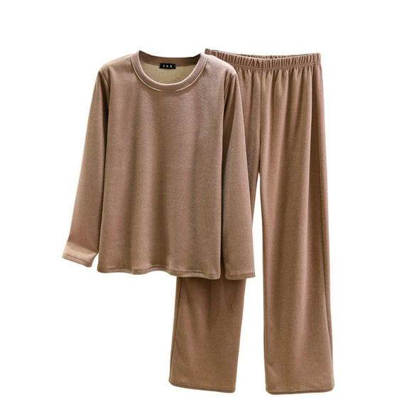 XuJwPNcy Pajamas for Women Sets Fleece Lined Soft Long Sleeve Underwear Top with Pants Loungewear Two Piecec Pjs Sets