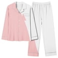 thumbnail image 1 of XuJwPNcy Pajamas for Women Sets Long Sleeve V Neck Button down Shirts and Pants Soft Comfy Pjs Lounge Outfits, 1 of 3