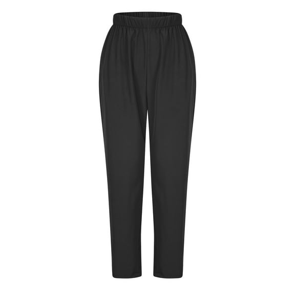 XuJwPNcy Pants for Women Casual Stretch Elastic Waist Plus Size Pants High Waisted Straight Leg Long Trousers