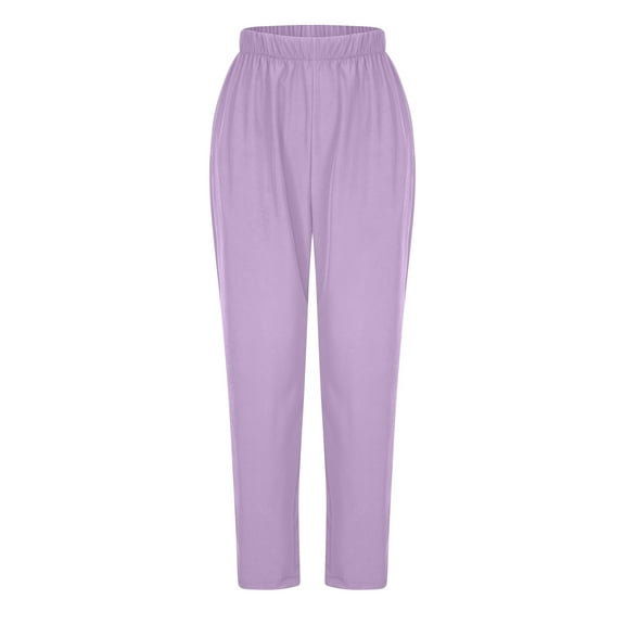 XuJwPNcy Pants for Women Casual Stretch Elastic Waist Plus Size Pants High Waisted Straight Leg Long Trousers