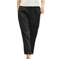 thumbnail image 1 of XuJwPNcy Pants for Women Cotton Linen Elastic Waist Pocket Trousers Casual Summer Solid Color Loose Pants, 1 of 6