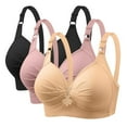 thumbnail image 1 of XuJwPNcy Plus Size Bra for Women Full Coverage Wireless Push up Bra Everyday Comfort Front Pleated T Shirt Bra 3 Pack, 1 of 5