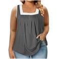 thumbnail image 1 of XuJwPNcy Plus Size Tank Tops for Women Trendy Square Neck Sleeveless Tshirts Summer Loose Pleated Tunic Tops, 1 of 5