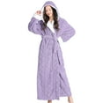 thumbnail image 1 of Yuzhih Plush Long Hooded Robe for Women Flannel Fleece Thick Full Length Bathrobe Winter Warm Pajamas Nightgown Housecoat Womens Clothes, 1 of 5