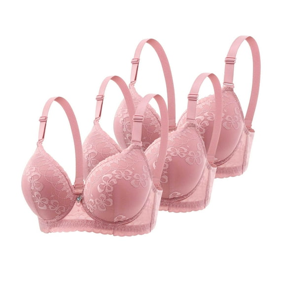 XuJwPNcy Push up Bras for Women Floral Lace Underwire Soft Everyday Bras with Support Seamlesss Tshirt Bralettes 3 Pack