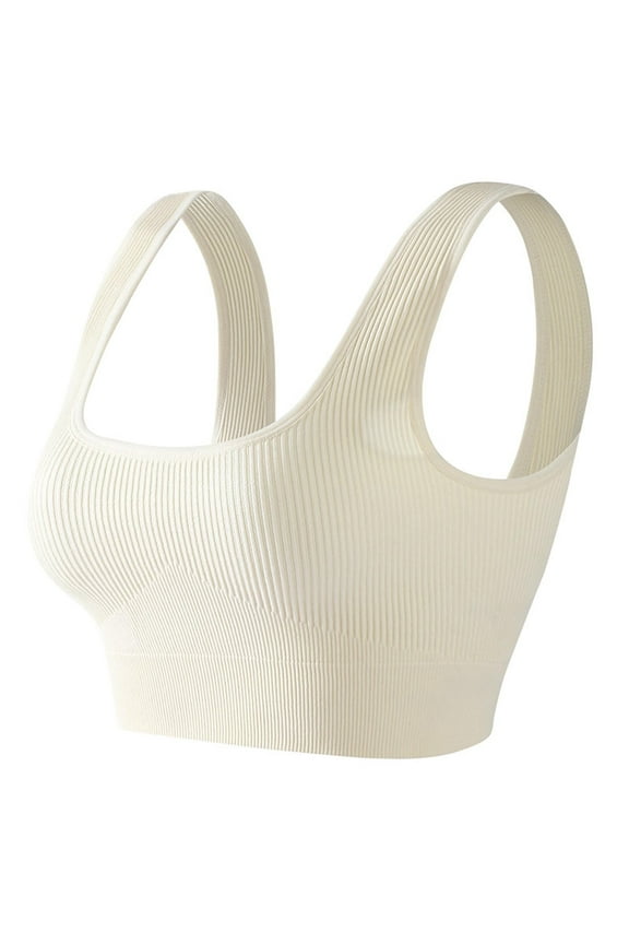 Ribbed Sports Bras for Women Seamless Solid Yoga Bralettes Square Neck Workout Running Bras