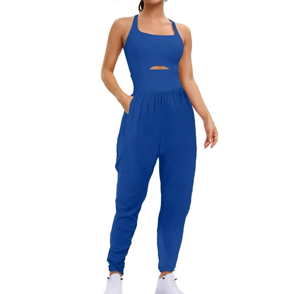 XuJwPNcy Rompers for Women Workout Hiking Jumpsuit Running Outfit Gym Overall Jumpsuits with Pockets