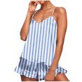 thumbnail image 1 of XuJwPNcy Satin Pajama Set for Women Silk Pjs Set Sleeveless Camisole Top and Shorts with Ruffle Sleepwear, 1 of 7