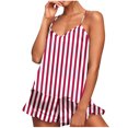 thumbnail image 1 of XuJwPNcy Satin Pajama Set for Women Silk Pjs Set Sleeveless Camisole Top and Shorts with Ruffle Sleepwear, 1 of 7