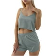 thumbnail image 1 of XuJwPNcy Satin Pajama Sets for Women Lightweight Nightwear Strap Sleeveless Crop Cami Top and Shorts 2 Piece Pj Set Sleepwear, 1 of 6