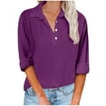 thumbnail image 1 of XuJwPNcy Shirts for Women Button up Collared V Neck Long Sleeve Tops Trendy Blouses Casual Loose Tunic Tops, 1 of 5