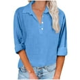 thumbnail image 1 of XuJwPNcy Shirts for Women Button up Collared V Neck Long Sleeve Tops Trendy Blouses Casual Loose Tunic Tops, 1 of 5