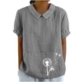 thumbnail image 1 of Yuzhih Shirts for Women Summer V-Neck Plus Size Comfy Tops Short Sleeve Printed Casual Loose Blouses, 1 of 4
