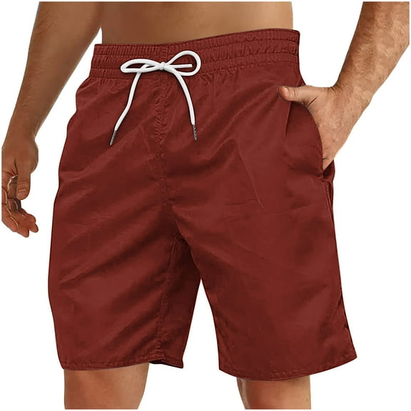 XuJwPNcy Shorts for Men Big and Talls Summer Basic Solid Color Casual Drawstring Elastic Waisted Shorts with Pockets
