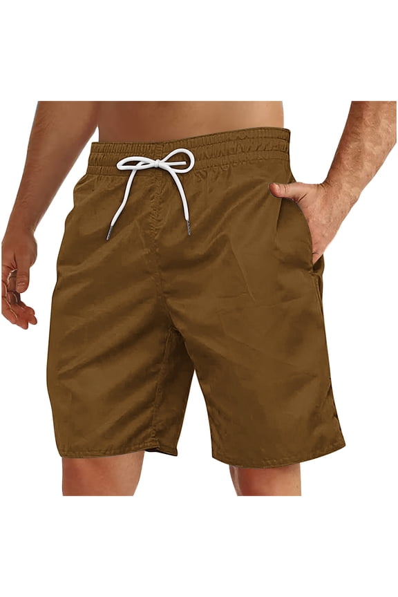 Shorts for Men Big and Talls Summer Basic Solid Color Casual Drawstring Elastic Waisted Shorts with Pockets