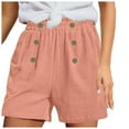 thumbnail image 1 of XuJwPNcy Shorts for Women Elastic High Waist Lounge Shorts Button up Loose Summer Beach Shorts with Pockets, 1 of 5