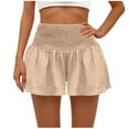 thumbnail image 1 of XuJwPNcy Shorts for Women Fashion Ruffle Shorts Smocked High Waisted Shorts Flowy Summer Beach Shorts, 1 of 7