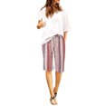 thumbnail image 1 of XuJwPNcy Shorts for Women Casual Baggy Knee Length Striped Short Pants Drawstring Waist Summer Beach Shorts, 1 of 4