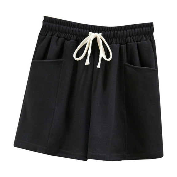 XuJwPNcy Shorts for Women Drawstring High Waisted Fashion Solid Shorts with Pockets Summer Beach Short Pants