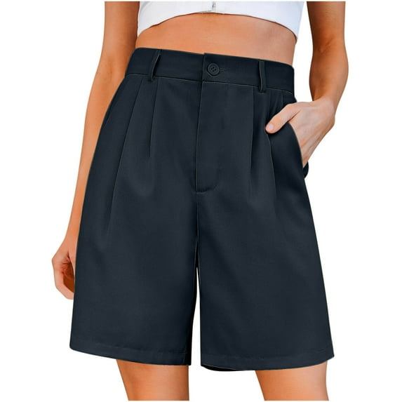 XuJwPNcy Shorts for Women Dressy Elastic High Waisted Knee Length Shorts Casual Wide Leg Summer Shorts with Pockets