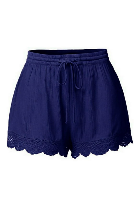 Shorts for Women Elastic Waist Drawstring Lace Short Pants Summer Lounge Comfy Plus Size Shorts